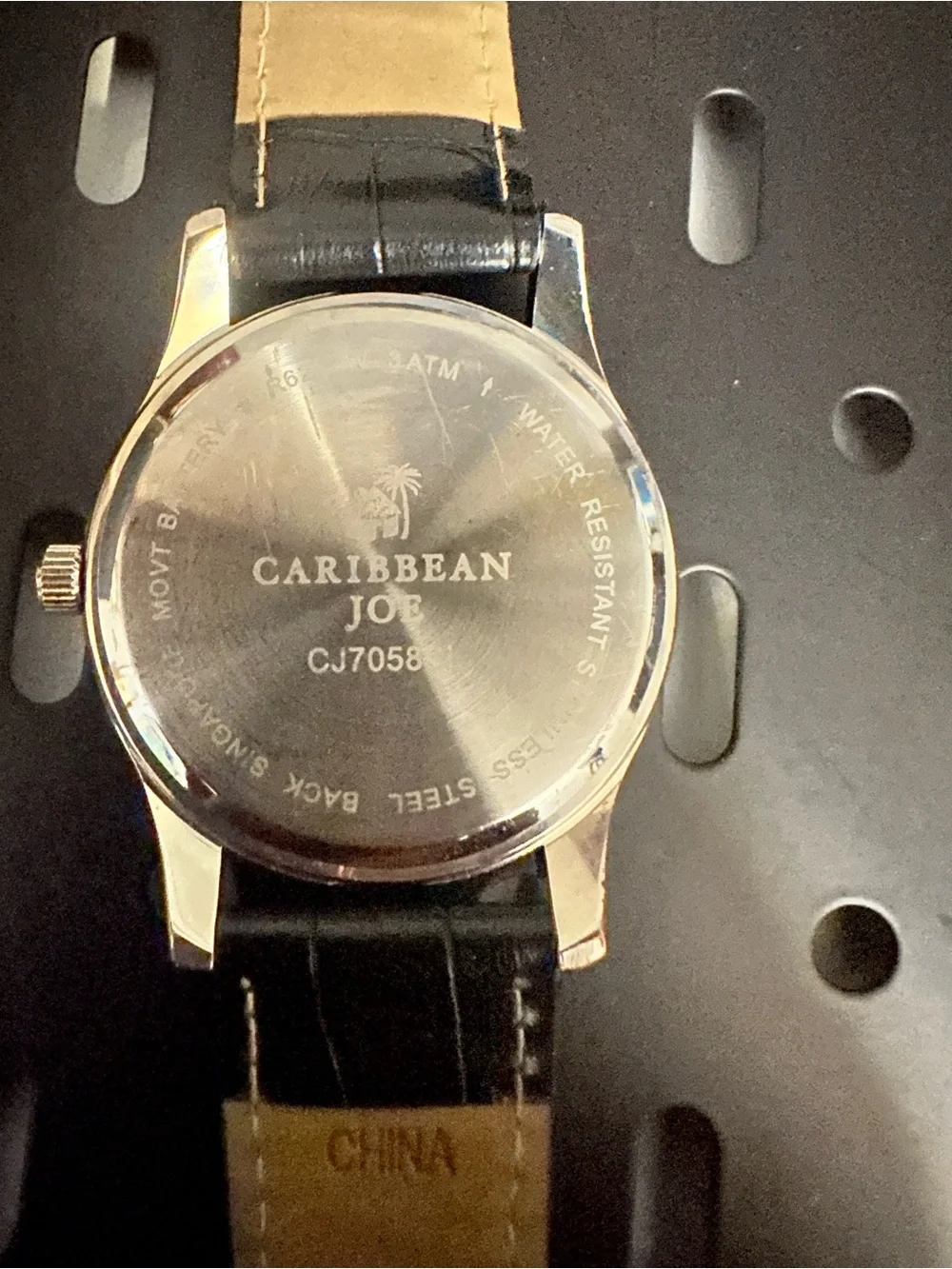 Caribbean Joe Silver and Gold-Tone Men's Dress Watch with Black Strap
